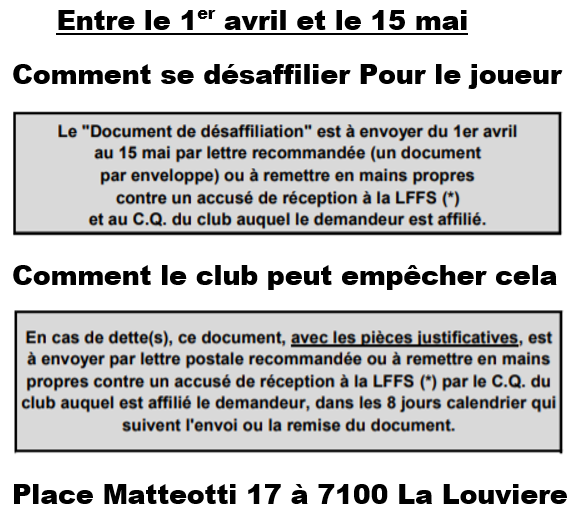 Comment un joueur peut il se désaffilier